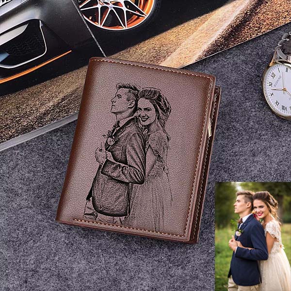 Double Sided Photo Trifold Vertical Wallet