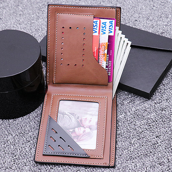 Personalized Doubled-Sided  Photo Genuine Leather Men's Wallet 
