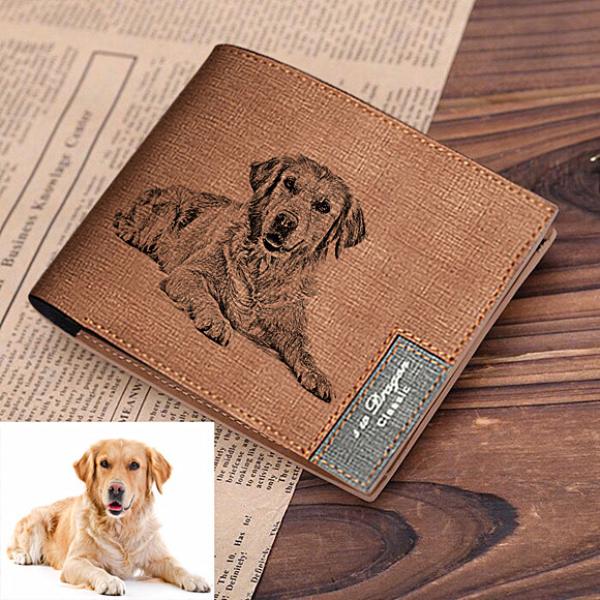 Personalized Photo Men's Light Brown Wallet