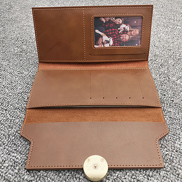 Personalized Photo Leather Folded Brown Wallet