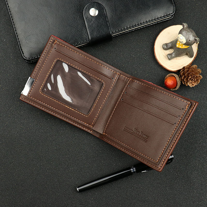 Customized horizontal iron edge men's wallet