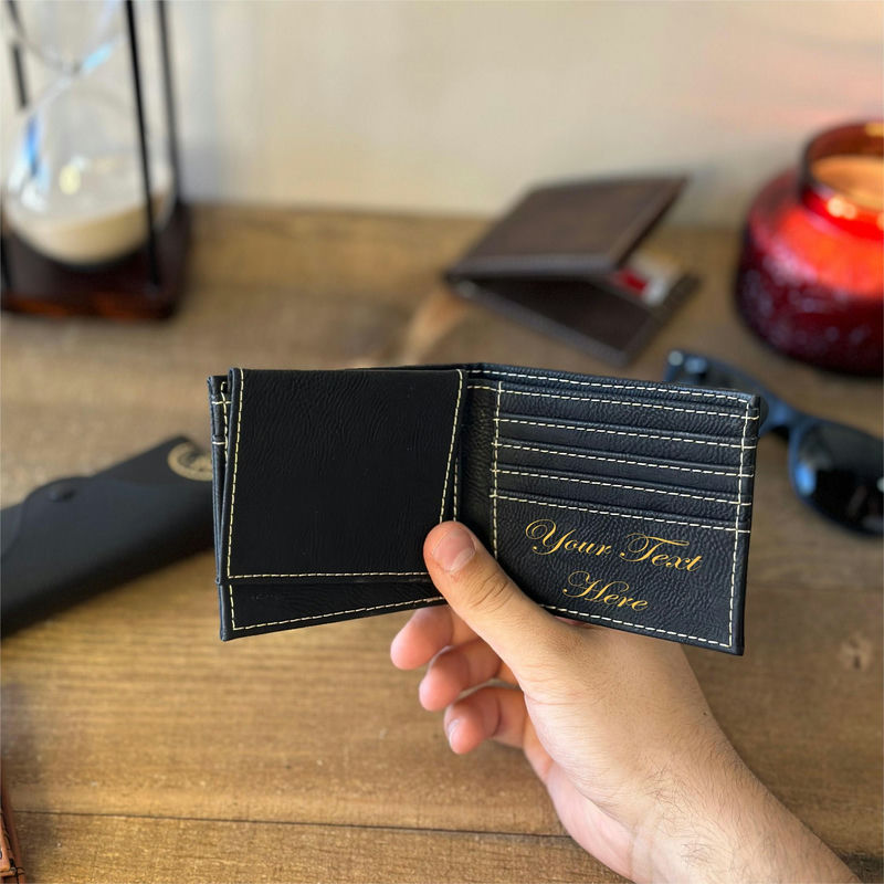 Personalized children's name engraved leather wallet