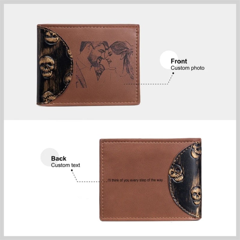 Custom men's photo skull wallet