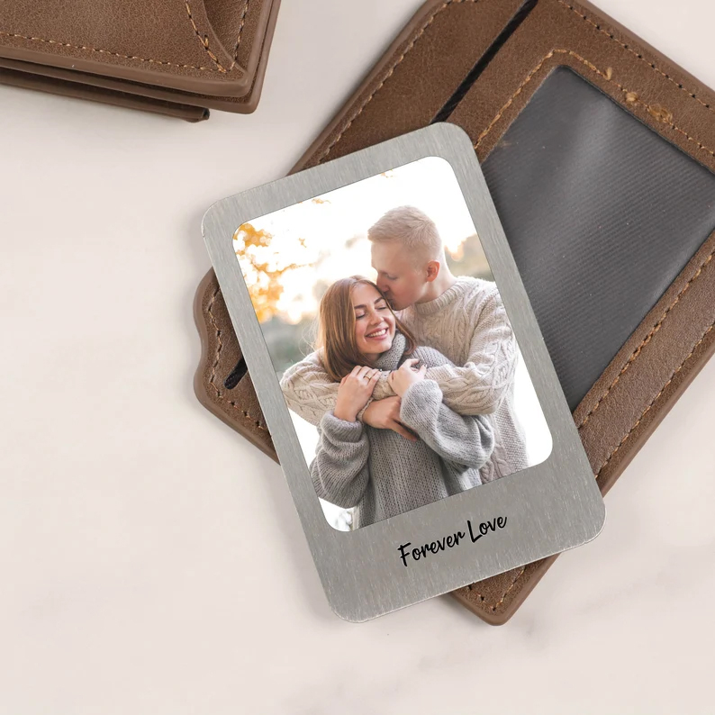 Custom metal photo wallet card